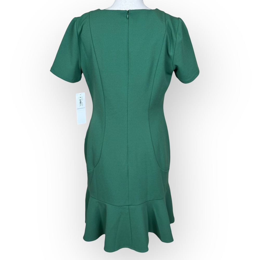 London Times Green‎ Short Sleeve Flounce Hem Sheath Dress Women US Size 4 - Picture 2 of 11
